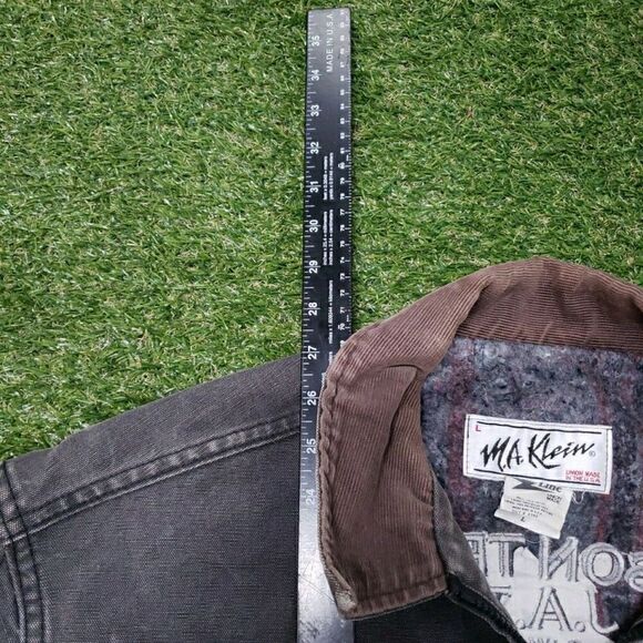 Vintage M.A. Klein Blanket Lined Jacket Men's Medium Gray Canvas Detroit Biker L - Picture 6 of 9